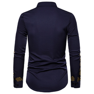 Nouvelle chemise africaine pour homme à manches longues, imprimé or métallisé, col mandarin, chemise traditionnelle ethnique pour festival, mariage, Dashiki - Product Image 6