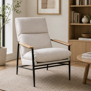 CARLFORD Rembourrage en tissu confort de luxe avec mains courantes en bois <span class=keywords><strong>Fauteuil</strong></span> pour salon chambre appartement - Product Image 1