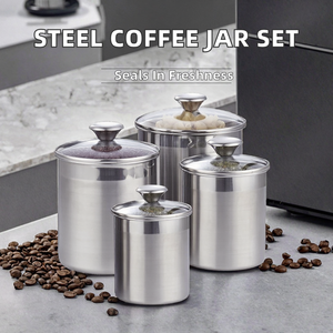 Juego de Recipientes Herméticos de Acero Inoxidable para Café, 4 Piezas Grandes, con Tapa de Vidrio, para Té, Café, Azúcar, Harina, Cocina Moderna - Product Image 2