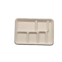 Plateau à 6 compartiments en bagasse de canne à sucre biodégradable et compostable pour le déjeuner