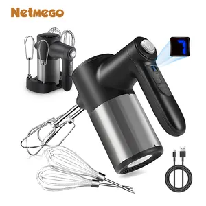 7-Speed Rechargeable Hand Mixer 60 Watt Cordless Hand Mixer 6000mAh Portable Mixer DC Motor Digital Display