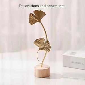 งานฝีมือรูปใบแปะก๊วยสีทอง 1 ชิ้น ของตกแต่งสไตล์อาร์ตเดโค งานแฮนด์เมด สำหรับตั้งโต๊ะ ของประดับตกแต่ง ถ่ายรูปประกอบฉาก - Product Image 6