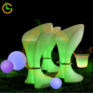 Set illuminato illuminazione impermeabile tavolo alto e sedia sgabelli da Bar a Led Modern LED Outdoor Nightclub Party mobili da Bar in plastica - Product Image 6