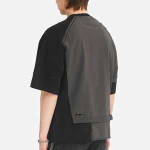 핀치 의류 핫 세일 스타일 긴 T 셔츠 260gsm 100% 면 절임 두 조각 단색 기본 짧은 소매 남자 - Product Image 2