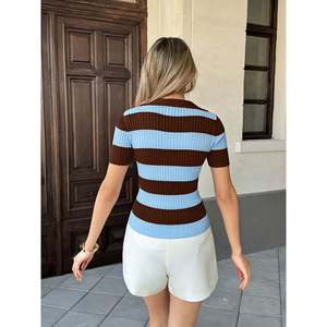 Pull décontracté multicolore à blocs de couleur, taille S, pour femmes - Product Image 1