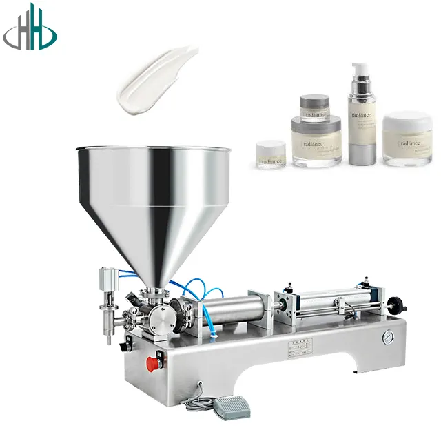 ماكينة شبه آلية يدوية لتعبئة سوائل الكريم والزيت والصوص والماء والعسل