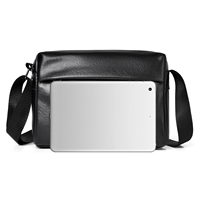 Sac bandoulière messager en cuir PU imperméable et durable avec fermeture éclair, personnalisable avec logo, tendance minimaliste pour homme, vente en gros