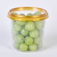 Boîte d'emballage jetable en plastique PET recyclable pour baies, raisins, framboises, avec couvercles imprimés