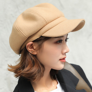 Autumn and <strong>Winter</strong> <strong>Ladies</strong> Solid Color Octagonal Newsboy <strong>Hat</strong> Men and Women Casual Wool <strong>Hat</strong> <strong>Winter</strong> Beret <strong>Ladies</strong> Painter <strong>Hat</strong> - Product Image 3