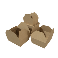 Caja de Almuerzo de Papel Kraft Marrón de Grado Alimenticio para Llevar Comida, con Impresión de Logotipo Personalizado
