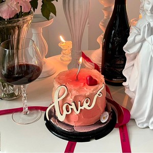 Honey And Sweetness Wooden Love Cake Decoration Acrylic <b>Red</b> Heart Valentine's Day Cake Plugin - Product Image 2