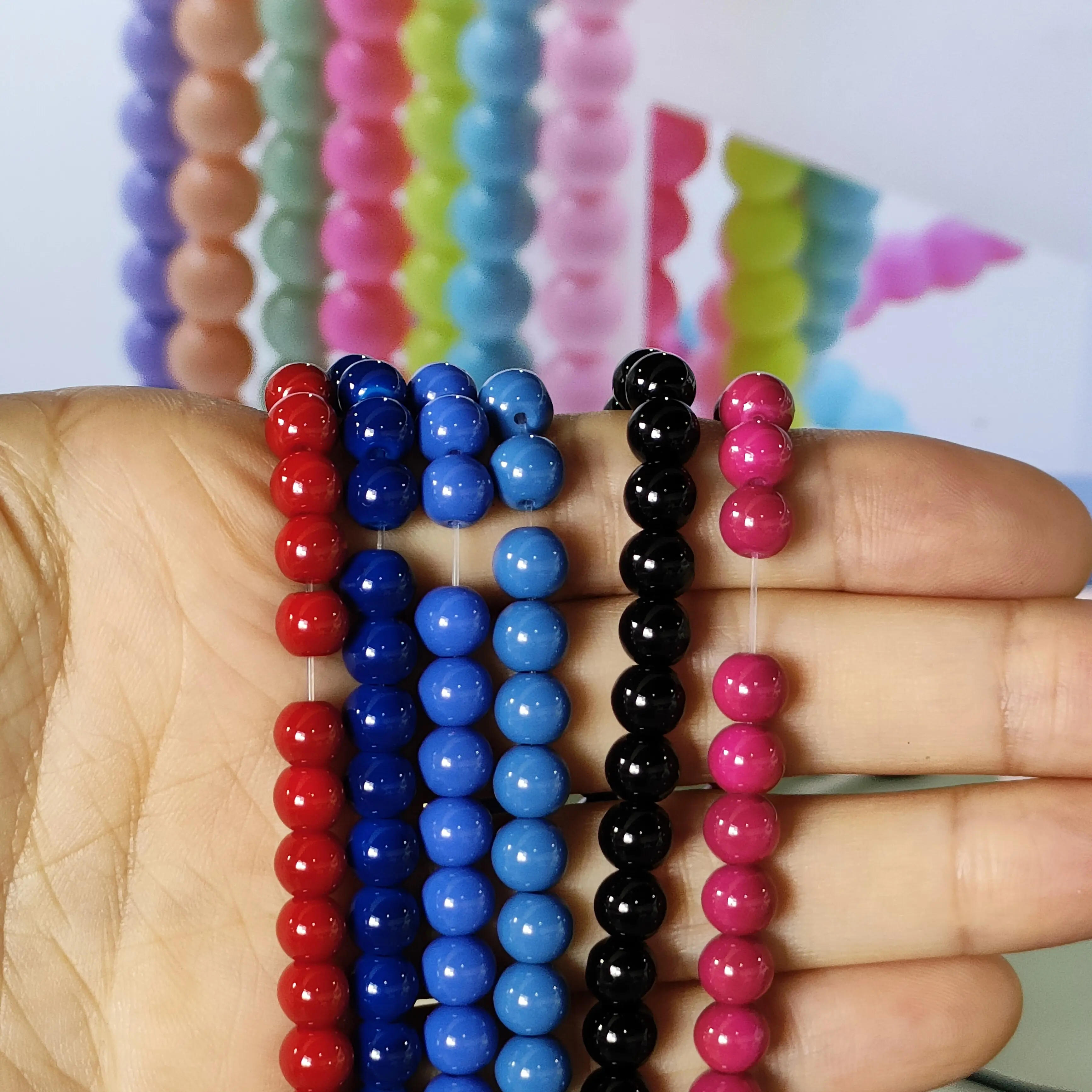 6mm dark blue glass beads 21 stock colors solid glass beads no trace round loose beads for diy kids bracelet making