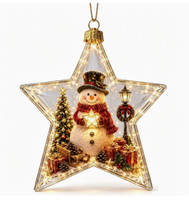 Étoiles de Noël en acrylique lumineuses à LED, décorations suspendues en forme d'étoile à 5 branches et bonhomme de neige, pour le sommet du sapin et la décoration de fêtes.