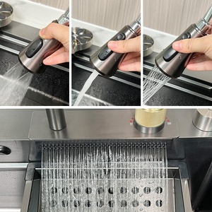 Évier de cuisine en acier inoxydable gris métal de 30 pouces à cuve unique, tendance TikTok, avec robinet cascade et ensemble d'évier de cuisine à tirage latéral - Product Image 3