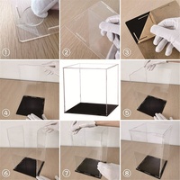 10x10x10 12x12x12 15x15x15 Zoll Quadratische Zusammenklappbare Acryl-Vitrine mit Schwarzem Sockel
