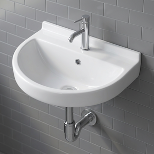 Lavabo redondo de porcelana de cerámica, lavabo blanco de 14x18 para baño, cocina, hogar y sala de estar, artículos sanitarios - Product Image 1
