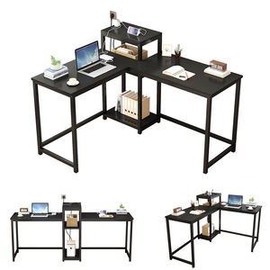 Mesa de ordenador <span class=keywords><strong>en</strong></span> forma de <span class=keywords><strong>L</strong></span> AILICHE, <span class=keywords><strong>escritorio</strong></span> de oficina de doble asiento con toma de corriente y espacio de almacenamiento <span class=keywords><strong>para</strong></span> <span class=keywords><strong>dos</strong></span> <span class=keywords><strong>personas</strong></span> - Product Image 6