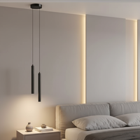 Suspension LED longue moderne de luxe en aluminium noir pour petits espaces intérieurs, cuisines, bars, restaurants, installation décorative
