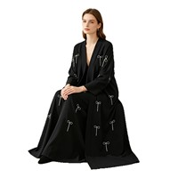 Nouvelle Tendance Mode Éthnique Été 2025 – Cardigan Abaya Ample à Manches Longues, Brodé de Perles Exquises et Couleur Unie