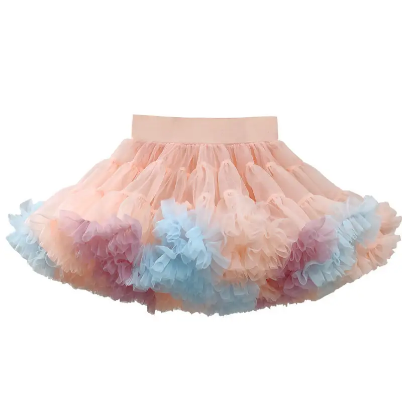 Many Color Options Cute Design Fluffy High Quality Toddler Girls Rainbow Tutu Dress