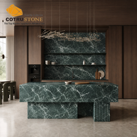 Buffet en marbre vert Alpi Cotrustone, meuble de rangement en pierre naturelle, taille personnalisée, style moderne pour maison, villa, hôtel