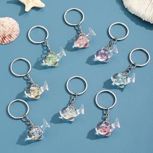 Llavero de Resina Luminosa con Forma de Delfín, Flor Seca Fluorescente, Colgante de Ballena para Bolso, Llavero Transparente de Animal Marino para Regalo Estético - Product Image 2