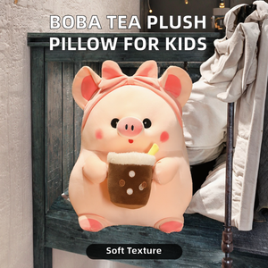 Đáng yêu màu hồng <span class=keywords><strong>Pig</strong></span> BOBA bong bóng trà đồ chơi sang trọng thiết kế mới ôm Gối quà tặng cho trẻ em kích cỡ khác nhau đầy với PP bông - Product Image 2