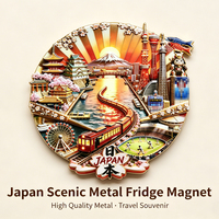 Aimant de réfrigérateur en métal gaufré, souvenir culturel de la ville touristique populaire du Japon, ornement de maison, cadeau souvenir pour amis