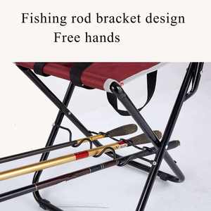 เก้าอี้ตกปลาผ้าอ๊อกซ์ฟอร์ดสำหรับงานหนักพับได้พกพาได้สำหรับการตั้งแคมป์และชายหาดพร้อมที่วางคันเบ็ด - Product Image 3