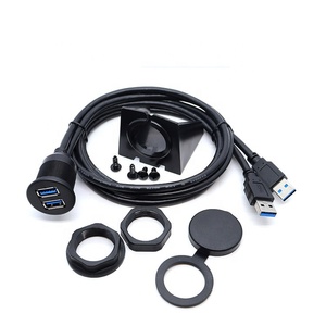 Câble d'extension double prise <span class=keywords><strong>USB</strong></span> 3.0 de 1M pour voiture, Van, tableau de bord, montage encastré, <span class=keywords><strong>2</strong></span> prises <span class=keywords><strong>USB</strong></span>, panneau de plomb, cordon de données, chargeur de fil de moto - Product Image 2