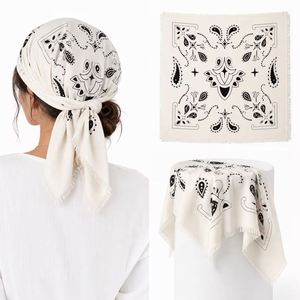 Bandana personnalisé à franges, style sportif bohème, en tissu doux, foulard de cou, motifs feuilles/animaux/bloques de couleur, utilisation quatre saisons - Product Image 1