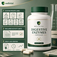 Capsules d'enzymes digestives à formule personnalisée, à base de plantes, à étiquette nette, pour les inconforts gastro-intestinaux après les repas