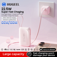 Vente chaude Banque d'alimentation mini 10000mAh avec charge rapide PD Câble de type C pour voyage Téléphone portable Tablette Banques d'alimentation 20000mAh
