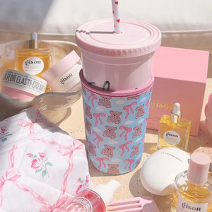 Korean style high-value insulated cup sleeve, girly bow water <b>bottle</b> protector, portable anti-scalding water <b>bottle</b> sleeve - Product Image 2