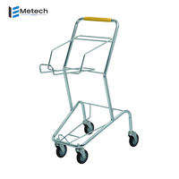 Chariot de courses pliable à double poignée en maille, 2 niveaux, durable