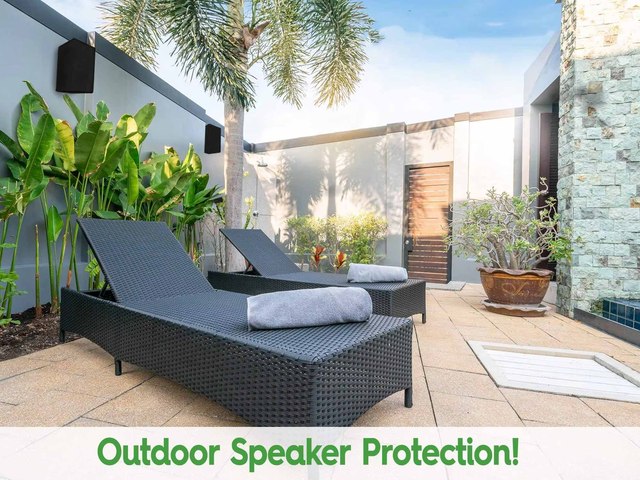 Custom Logo Durable UVproof Waterproof Dustproof Polyester Outdoor Speaker Box Cover with Zipper Closure for Indoor/Outdoor Use
