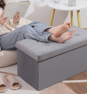 Capacità di carico 100 kg di stoccaggio in <span class=keywords><strong>velluto</strong></span> panca pouf pieghevole cubo di stoccaggio per soggiorno camera da letto ingresso - Product Image 1