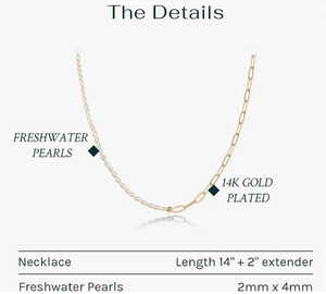 Moda Ins Style 14K Gold Filled Half Chain Half Rice Collar de perlas para mujer Joyería - Product Image 3