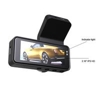 Cámara para Coche de Doble Canal con Pantalla de 3.16'', Ángulo de Visión de 170°, GPS, Visión Nocturna, MicroSD, Sensor G, Modo de Estacionamiento y Alarma Electrónica