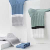 Chaussettes de sport personnalisées à blocs de couleur, respirantes, rayées, côtelées en coton pour hommes, usage quotidien, vente en gros