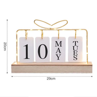 Calendrier perpétuel en bois créatif Art Déco avec vue de l'année, décoration de bureau à domicile, ornements