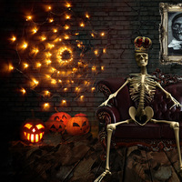 Guirlandes lumineuses LED Halloween en forme de toile d'araignée, blanc chaud, design abstrait, IP44, araignées en peluche, lumières pour maison hantée, fête d'Halloween