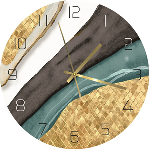 Horloge murale en verre de quartz à design traditionnel simple face, affichage à aiguilles, style antique pour salon, impression UV – Grande Vente - Product Image 1