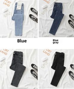 <span class=keywords><strong>Jeans</strong></span> a Gamba Stretta Nero <span class=keywords><strong>Grigio</strong></span> Taglie 26-32 Novità Primavera a Vita Alta Elasticizzati Vestibilità Aderente Versatili Modello a Matita Effetto Levigante - Product Image 6