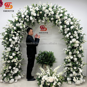 Arche florale en fleurs vertes naturelles pour décoration de mariage en plein air, nouveau design lisse - Product Image 6