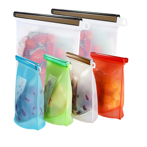 Hot Selling Food Grade BPA Free Reusable ziplock Silicone Bag For Food Storage