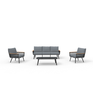 Ensemble <span class=keywords><strong>de</strong></span> canapé d'extérieur Dwoo <span class=keywords><strong>en</strong></span> <span class=keywords><strong>aluminium</strong></span> 4 pièces avec coussins épais <span class=keywords><strong>de</strong></span> 15 cm <span class=keywords><strong>et</strong></span> accoudoirs <span class=keywords><strong>en</strong></span> WPC pour patio <span class=keywords><strong>et</strong></span> <span class=keywords><strong>jardin</strong></span> - Product Image 3