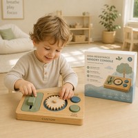 Console sensorielle Montessori en bois personnalisée haute résistance, jouet éducatif pour la motricité fine, planche à glissière et engrenages pour la concentration et la relaxation
