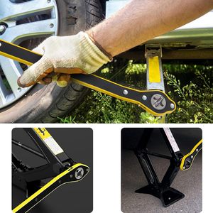 Cric à ciseaux portable et réutilisable pour garage, avec poignée longue et cliquet, pour pneus de voiture et moto, avec bouton de rotation 360° avant/arrière, pour un levage facile - Product Image 4