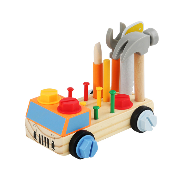 2024 Factory Direct Sale New Early Education Wooden Toys Nut Disassembly Tool and Car Building Blocks Preschool Desktop Toys